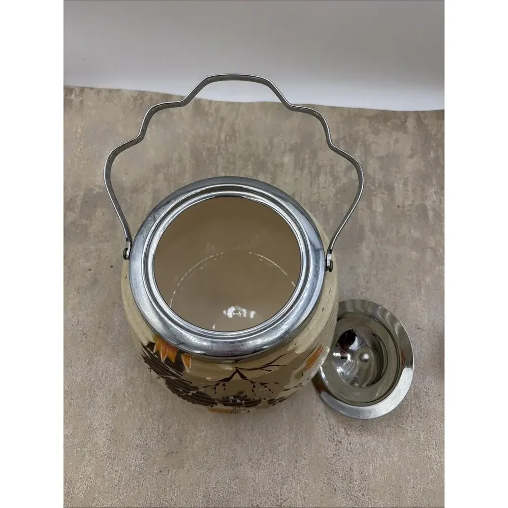 Vintage, Brentleigh Ware Bramley Pottery Biscuit Barrel Chrome Lid and Handle